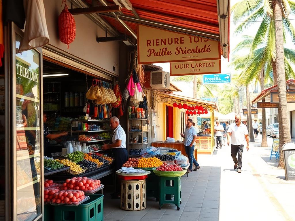 Une épicerie de quartier avec ses étals de fruits et légumes